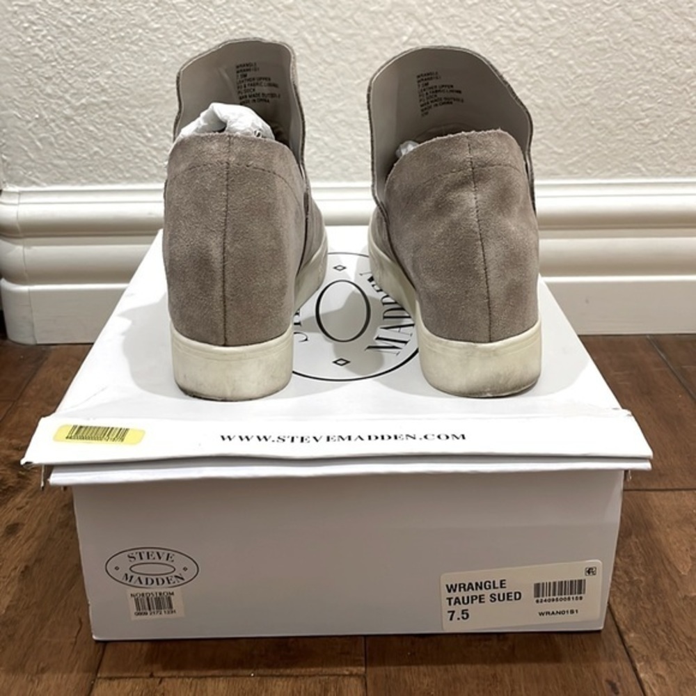 Steve Madden Taupe Suede Wrangle Booties - Picture 3 of 6